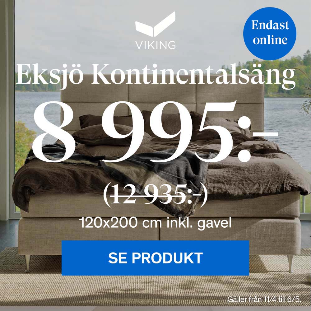 Viking Eksjö Kontinentalsäng 8995kr. Inkl. gavel.